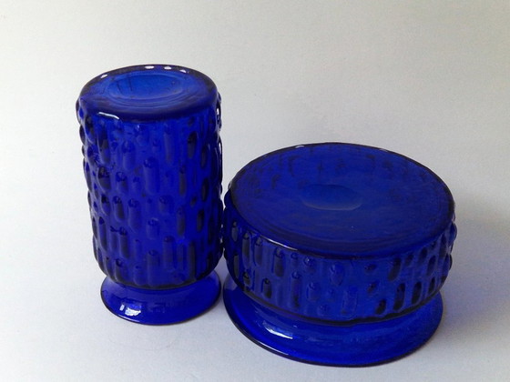 Sea Glasbruk Kosta Zweden - Vaso e ciotola blu - anni '60 – Vasi (photo 5 of 5)
