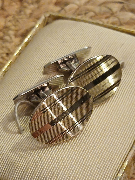 Pre-war Cufflinks Silver 835 Rigid Double-Sided Stem, Art Prints (photo 6 of 9)
