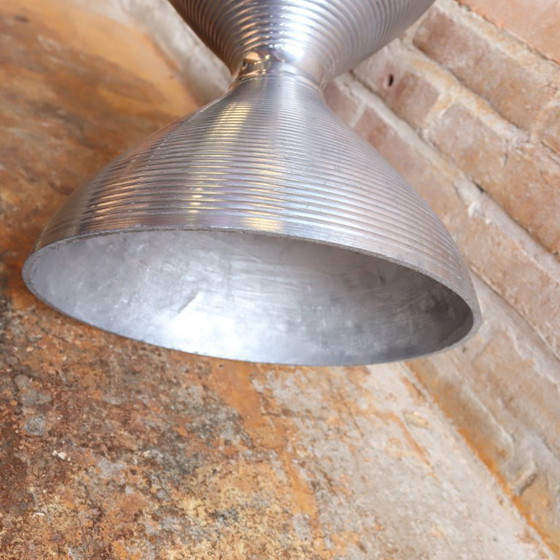 Image 1 of Vintage stool/side table made of cast metal, hourglass shape, chrome trend