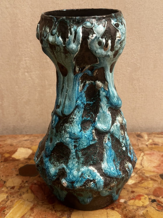 Image 1 of Vaso Fat Lava Blue - Atelier du Cyclope Annecy - anni '60 -'70