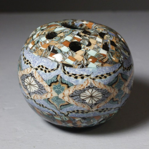Gerbino Vallauris - Vase pique fleur boule terre mêlée XXème