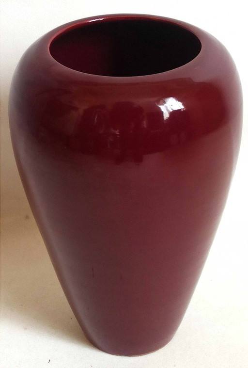 Bordeaux-colored ceramic vase Height 30 cm