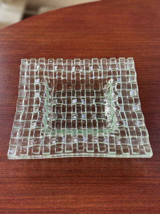 Image 1 of Bol design en verre - Verre d'art fusionné avec texture en bloc