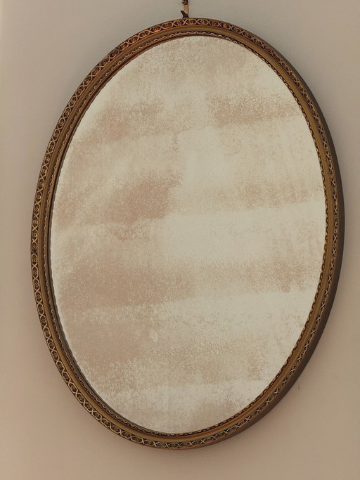 Specchio ovale in legno intagliato e dorato – spiegels, Glass, Wood (photo 2 of 6)