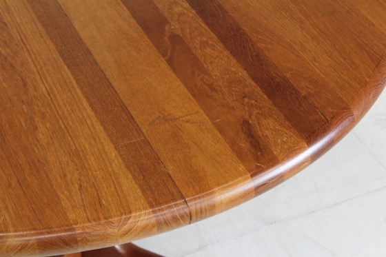 Table de salle à manger ronde extensible vintage danoise en teck massif Glostrup – Tables de salle à manger (photo 8 of 8)