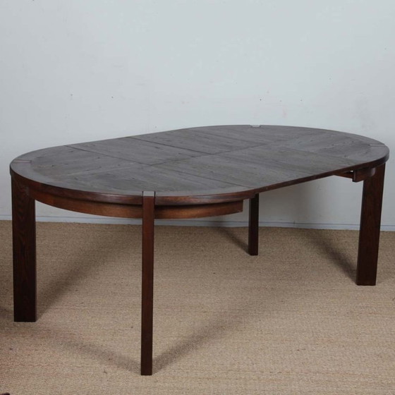 Image 1 of Round extendable wooden dining table produced by Monopoly, 1970
