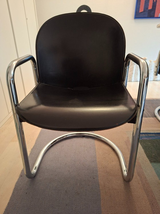 Image 1 of Leather and marble dining table by Afra & Tobia Scarpa incl. "Dialogo" chairs