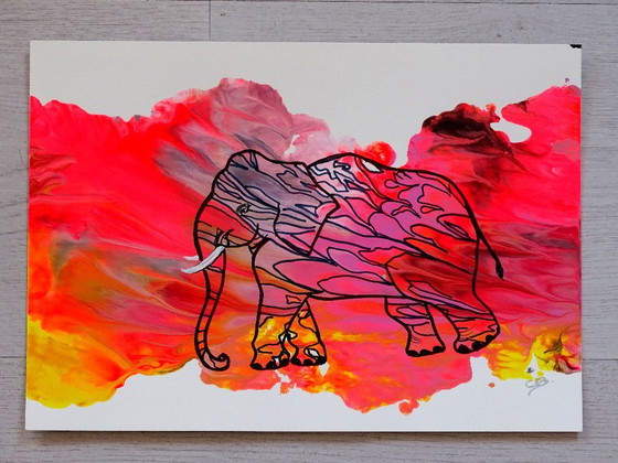 Elephant 2 Pink – Paintings & Drawings, Paper (photo 3 of 5)
