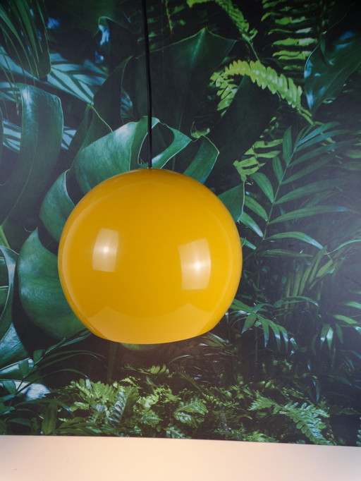 Yellow Aluminum Ball Lamp From The Seventies