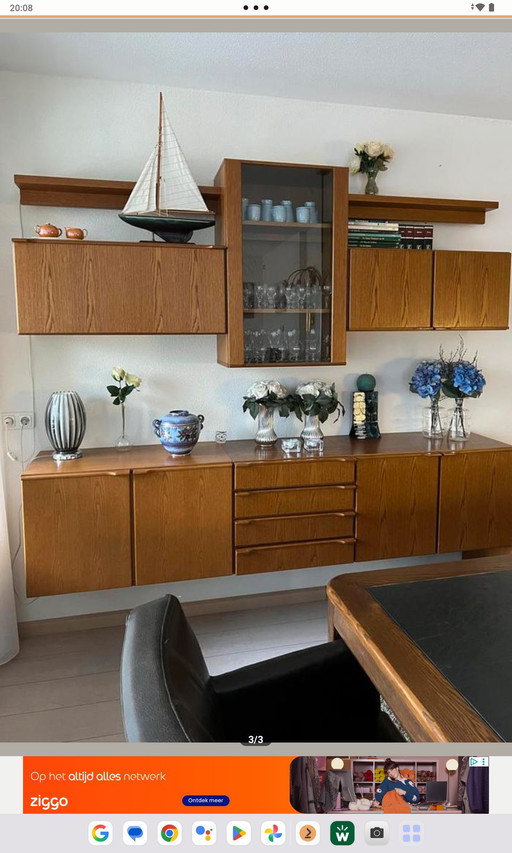 Prachtige vintage Deens wandmeubel