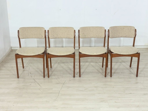 Set van 4 Deense designstoelen uit het midden van de 20e eeuw / Teakhouten eetkamerstoelen / Keukenstoelen (photo 2 of 14)