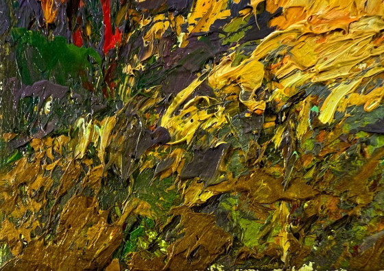 Image 1 of Original Oil Painting Rural Life Landscape In The Summer Field