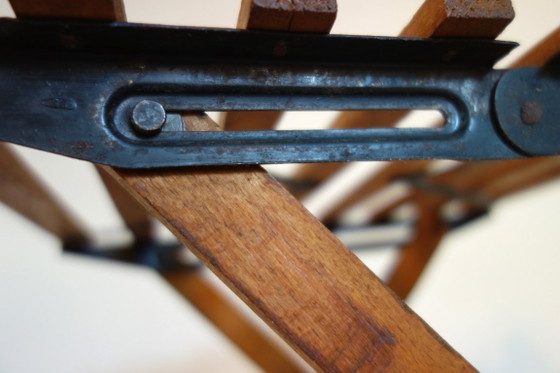Folding Stool with Carry Handle, 1930-1940, Wood, Metal, Brown, Vintage (photo 8 of 8)