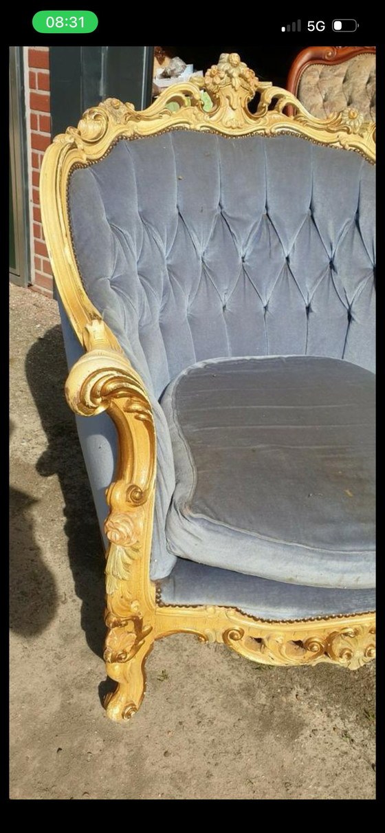 Image 1 of 2 fauteuils baroques Louie Seize blancs antiques