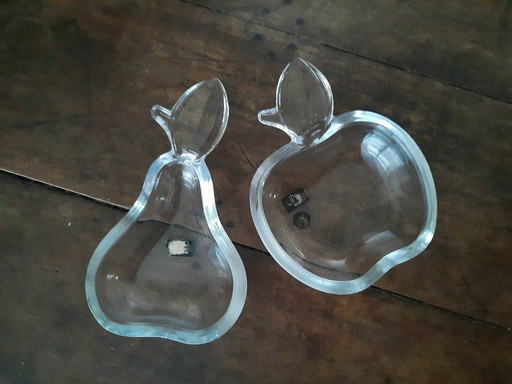 Juego de cuencos de cristal vintage Glaskoch I-Line: manzana y pera