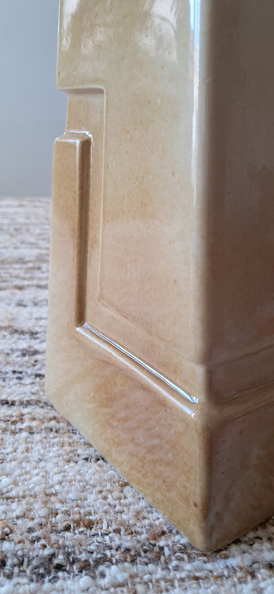 Modernist style ceramic Vase made in France, Beige (photo 4 of 7)