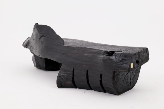 Image 1 of Panca in legno massello carbonizzato di Logniture – Seduta scultorea moderna e organica