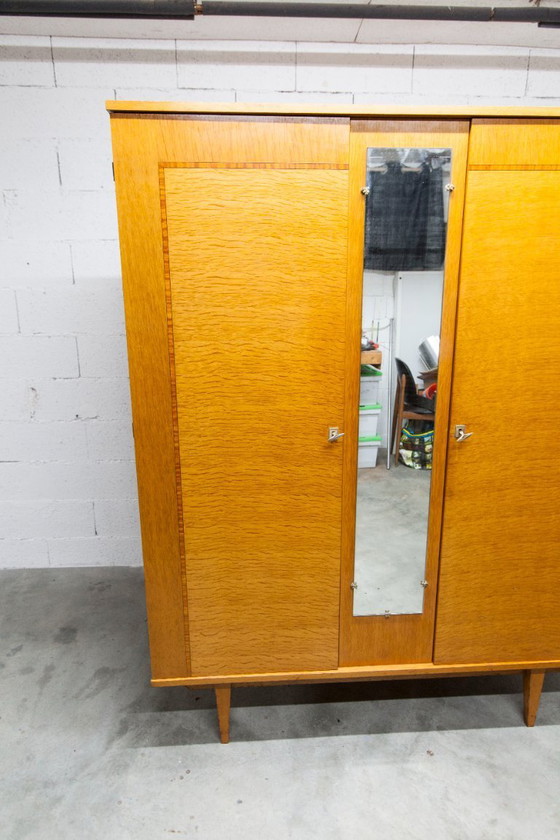 Image 1 of 1970s Scandinavian wardrobe with hanging space, shelf, mirror, 21x126cm, 2 doors