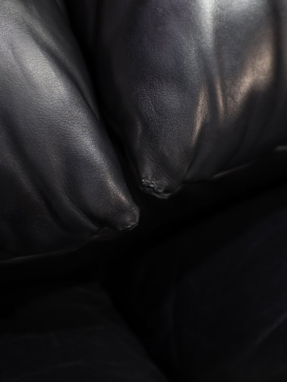 Image 1 of Cassina Maralunga 3-Sitzer-Sofa aus schwarzem Leder von Vico Magistretti