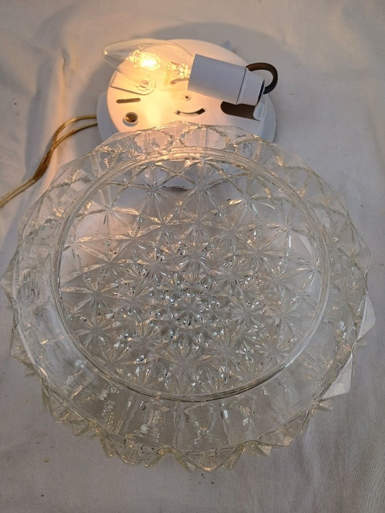 Image 1 of Elegante vintage Franse plafondlamp, vlak gemonteerd, VIANNE, midden 20e eeuw