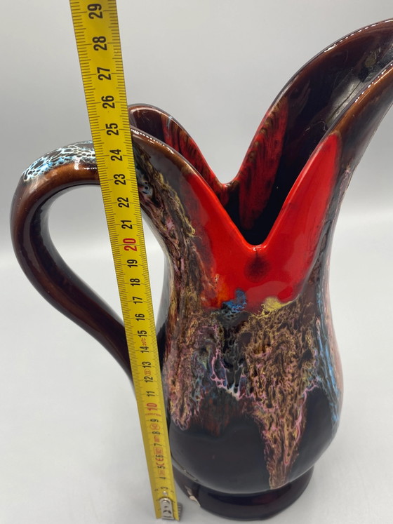 Große, polychrome, emaillierte Keramikkanne – Vallauris – Geschirr, Ceramic (photo 8 of 8)