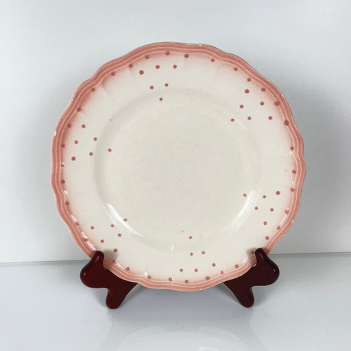 Set of 2 pink Salins-les-Bains plates, pre-1970