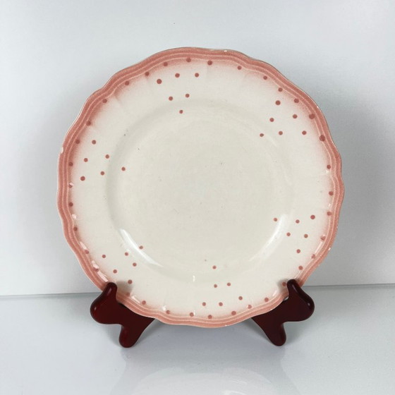 Image 1 of Set of 2 pink Salins-les-Bains plates, pre-1970