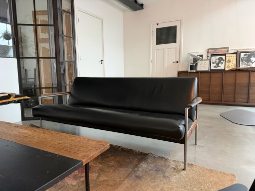 Vintage design 3-zits bank - zwart, recent opnieuw bekleed