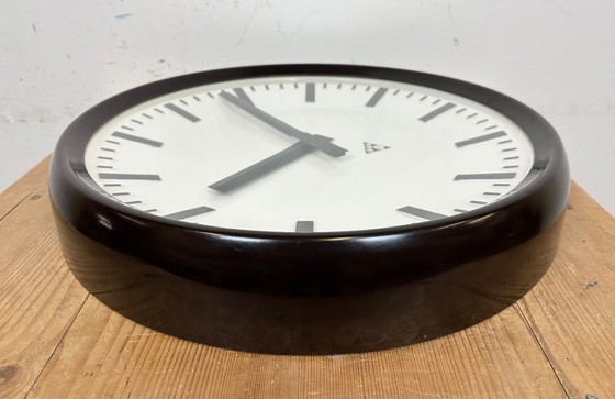 Image 1 of Large Industrial Bakelite Factory Wall Clock from Pragotron, 1960s