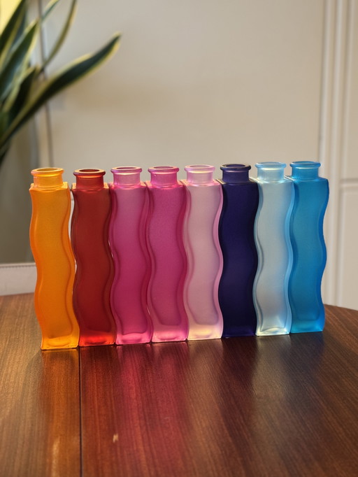 Set vintage IKEA Skamt Squiggle Zigzag Vaasjes 7 stuks 90s design