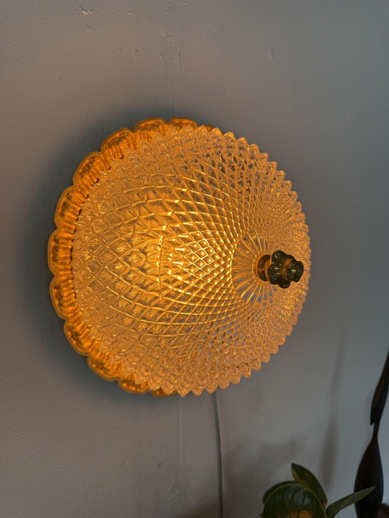 Image 1 of Vintage vergulde glazen wandlamp, Glashütte Limburg ‘60