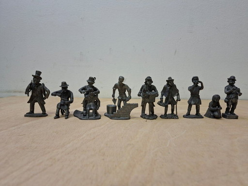 9x figurines en étain artisanat - Daalderop & Meeuws
