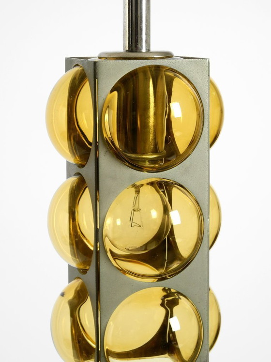 Image 1 of Beautiful 1960s Space Age pendant lamp by Temde made of glass and nickel-plated metal
