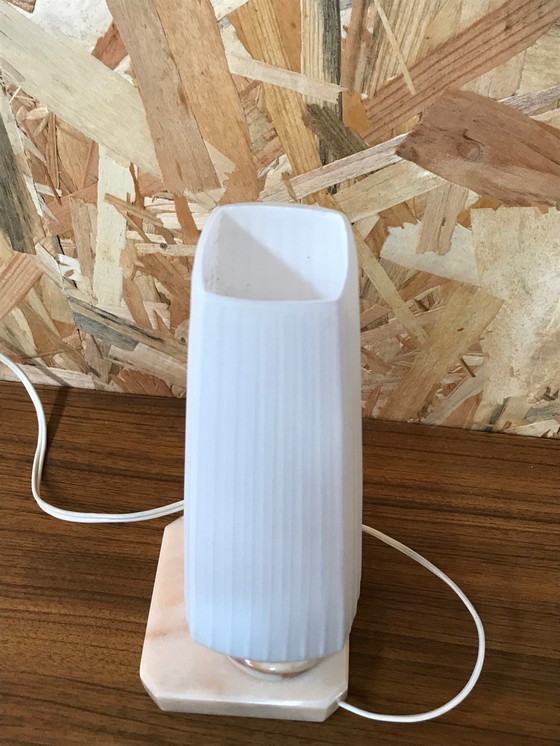 Image 1 of 2 vintage marble and opaline lamps from the 70s