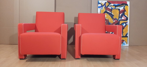 Image 1 of Cassina 2 Poltrona 637 Utrecht Nuova Mai Usata Lampo Rosso Lana 13L