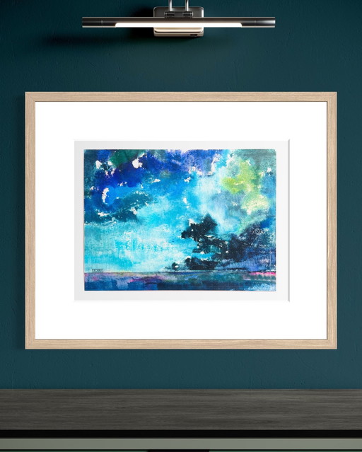 Prächtiges gerahmtes Aquarell – 1975 – Galerie Pfeiffer Brüssel