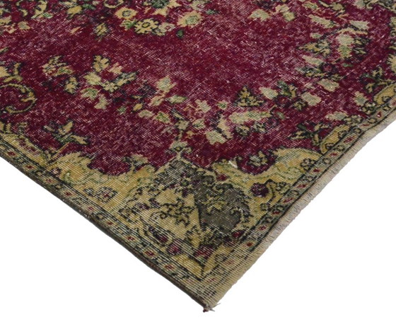 Vintage Turkish Oushak Rug 254 × 130 cm – Burgundy Medallion Wool Rug – Rugs & carpets (photo 7 of 10)