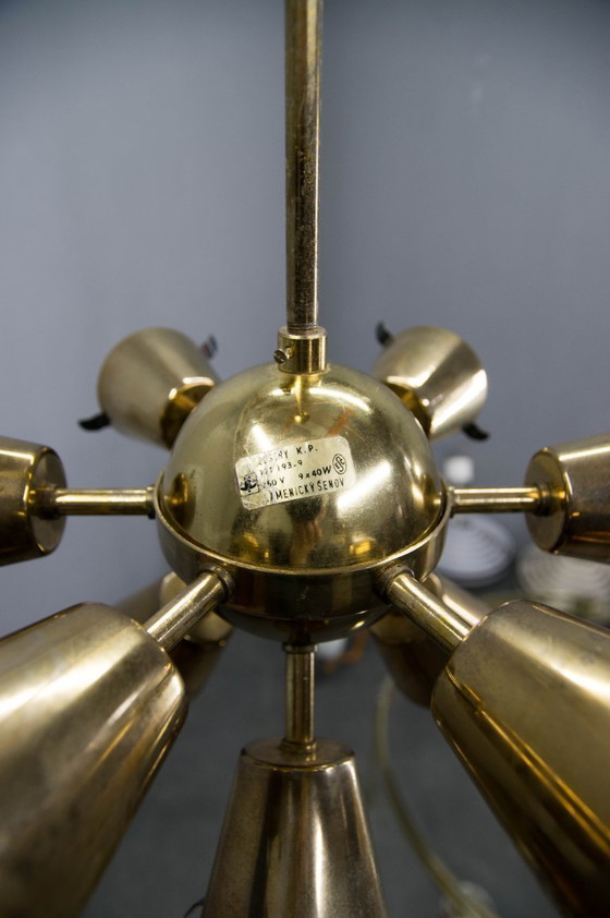 Image 1 of Kamenicky Senov Sputnik kroonluchter, 9 vlammen, jaren 70, goede staat