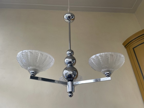 Image 1 of Lamp Pendant Lamp Art Deco 1930 Chromed French