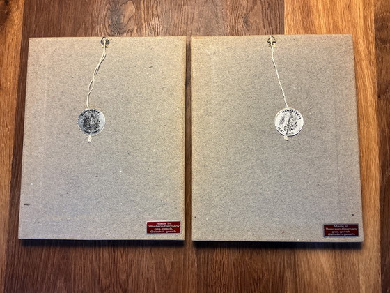 Image 1 of Tinnen reliëf in mooie eiken kader