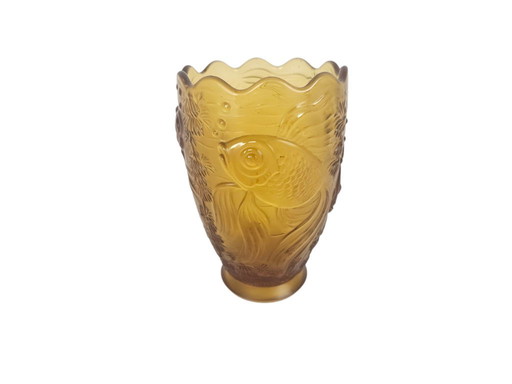 Josef Inwald - Barolac - "Koi carp" - pressed glass vase - satin glass - model "Poison" - 1930's