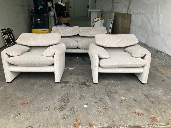 Image 1 of Set unico Maralunga originale di Vico Magistretti per Cassina, 1985