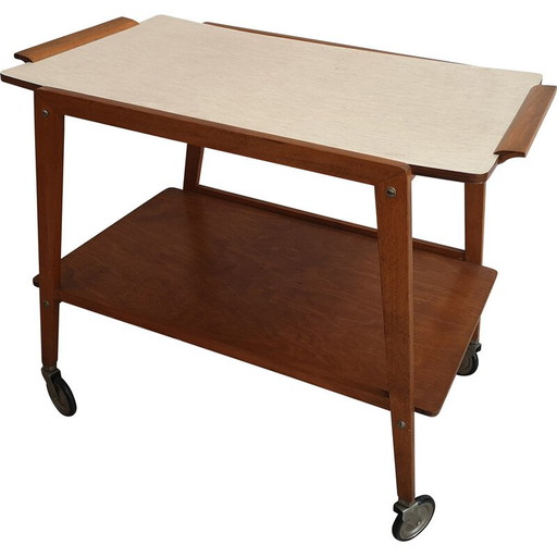 Vintage verrijdbare bartafel van hout en multiplex, 1970