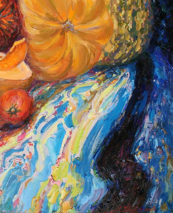 Original Oil Painting Symbolism Pumpkin Still Life The Moon Has Risen – Paintings & Drawings, Canvas (photo 4 of 5)