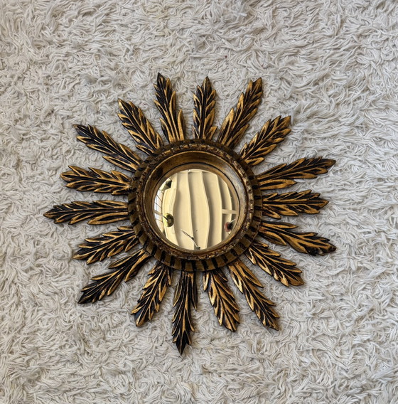 Image 1 of Antique Gold Sunburst Convex Mirror