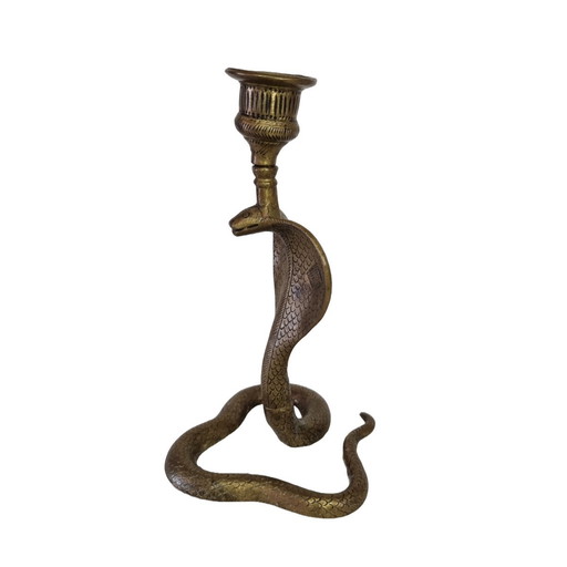 Vintage brass cobra candlestick