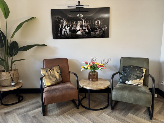 Image 1 of 2 Stuks Fauteuils Bruin en Groen