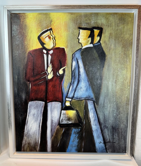 Image 1 of Set di 2 dipinti moderni - firmati B. W... - 55×65 cm