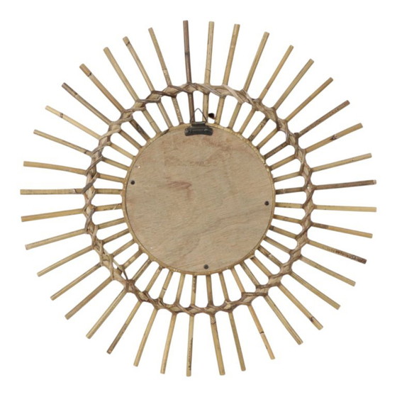 Mid Century Rotan en Bamboe Sunburst Spiegel Frankrijk 58cm – Rattan (photo 11 of 11)