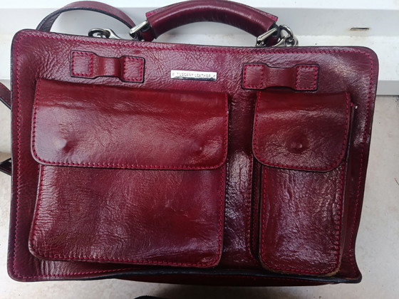 Red Bordeaux Leather Bag / Briefcase - Tuscany Leather, Shoulder bags, Calfskin (photo 2 of 6)